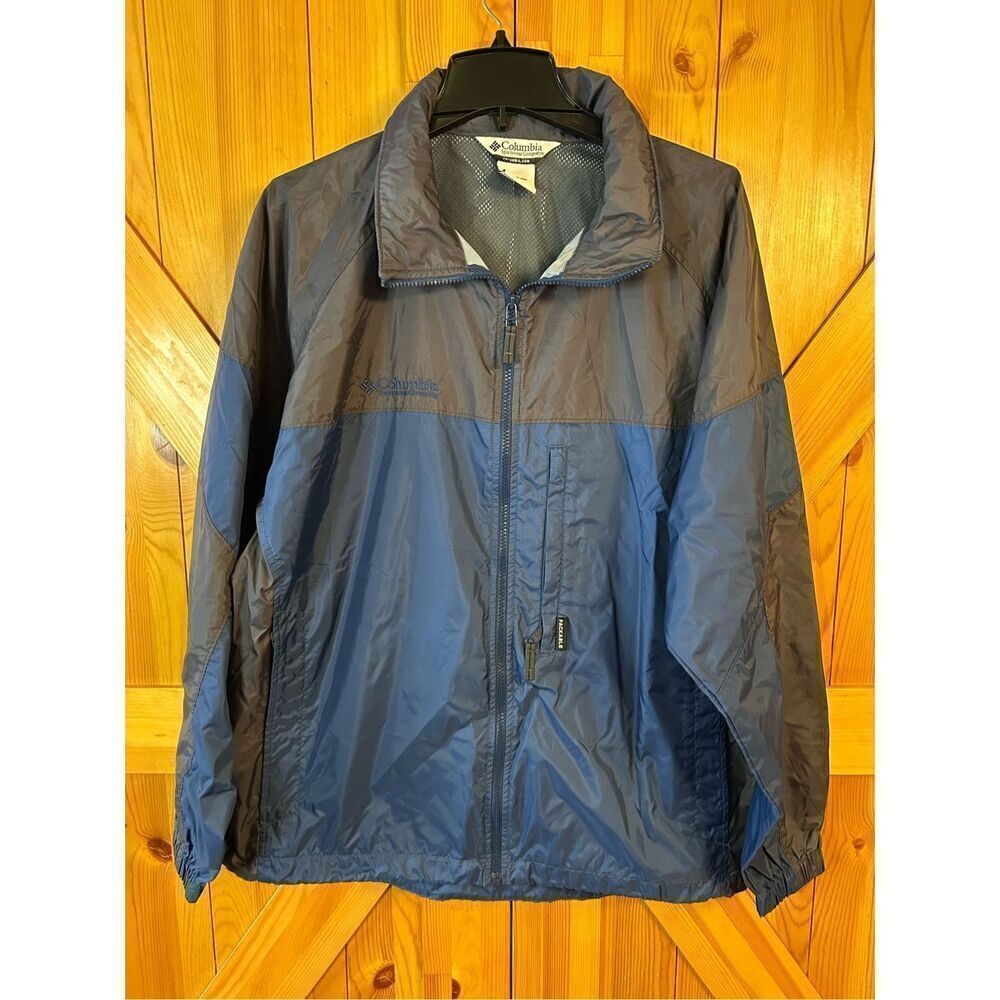 Columbia Men Size Large Blue Nylon Full Zip Packable Windstopper Jacket (0930)